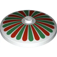Dish 4 x 4 Inverted [Radar] with Stripes Red/Green Petals Print