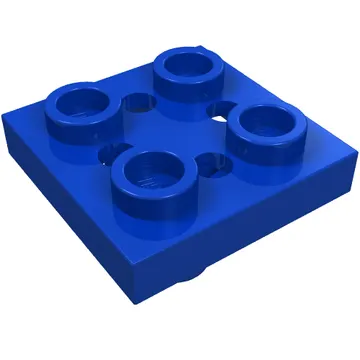 Plate Special 2 x 2 with Pin on Bottom, Small Holes in Plate and Rotational Locking Fingers on Underside