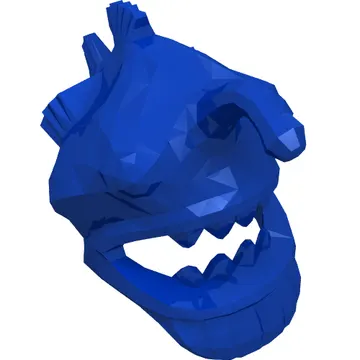 Mask Angler Fish Head with Wide Open Mouth, Fins and White Teeth, Eyes and Lure (Esca) Print
