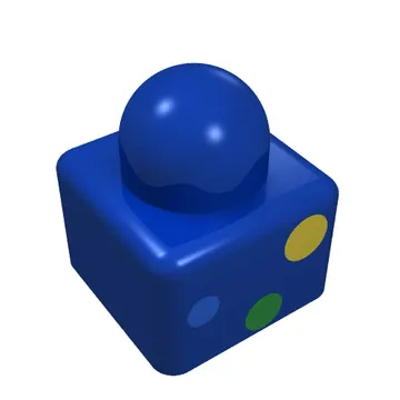 Primo Brick 1 x 1 x 1 with Three Dots Blue, Green, Yellow print