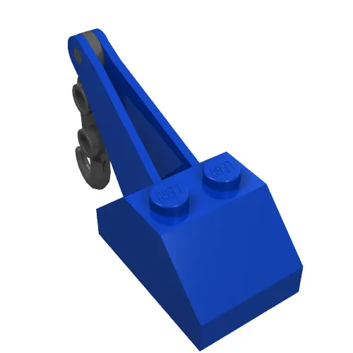 Slope Brick 45° 2 x 3 x 1 & 1/3 Double with Arm and Blue Hook
