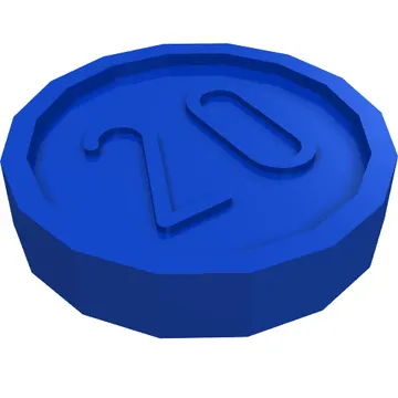 Money / Coin with "20" Sans-serif Type