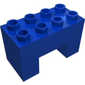 Duplo Brick 2 x 4 x 2 with 2 x 2 Square Arch with Four Yellow Stripes Print