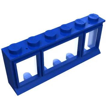 Window 1 x 6 x 2 (old type) with Extended Lip and Solid Studs, with Fixed Glass