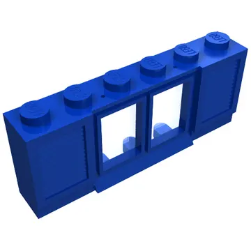 Window 1 x 6 x 2 with Shutters (old type) with Extended Lip and Solid Studs, with Fixed Glass