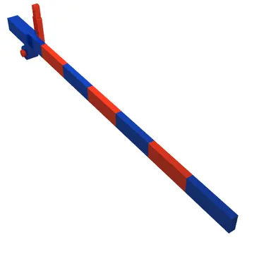 Train Level Crossing Gate Type 1, Assembly with Blue Base & Red Handle (Right)