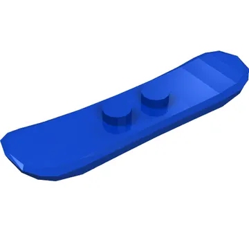 Sports Snowboard Small 2 x 6 with 2 Centered Studs, Medium Azure and Dark Azure Sun-rays and Circles, Black Curved Stripes and Circles and "48mm" Print