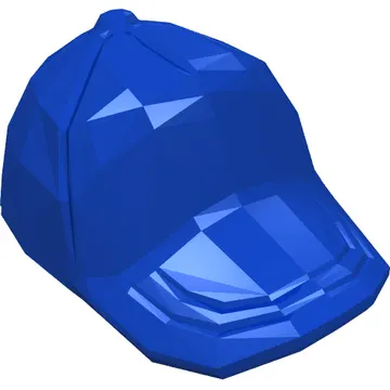 Hat / Cap Short Curved Bill with Seams on Peak and Button on Top and Blue 'S' on White Print