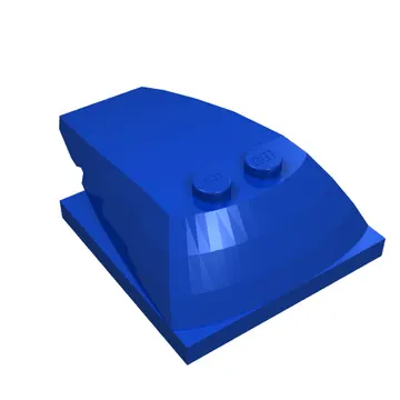 Brick Wedged, Curved 6 x 4 x 1 1/3 with 4 x 4 Base with Blue Eyes, Windows and '95' Print (Lightning McQueen)