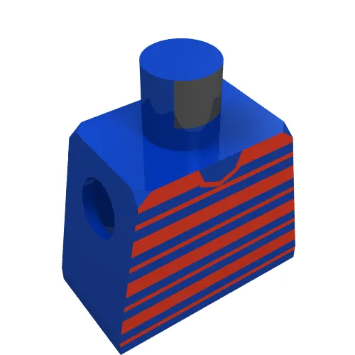 Minifig Torso with Red Horizontal Stripes Print