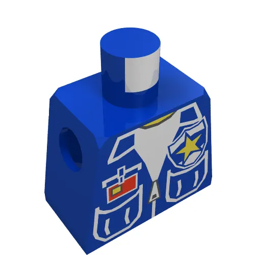 Minifig Torso with Vest, Patch Pockets, and Police Badge Print