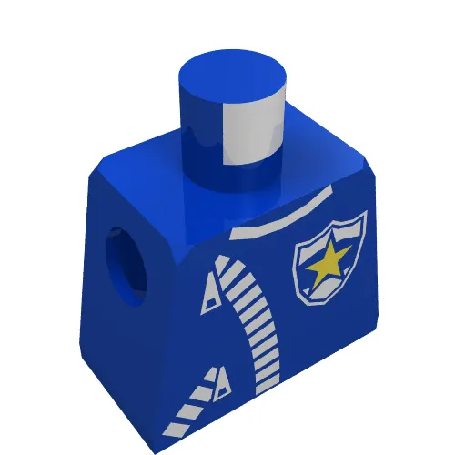 Minifig Torso with Zipper Jacket and Police Logo Print