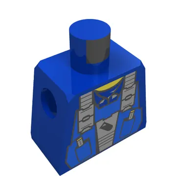 Minifig Torso with Blue Vest, Collar and Test Tube Print