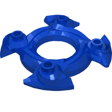 Ring 4 x 4 with 2 x 2 Hole and 4 Swirl Ends with Blue and Red Print (Ninjago Spinner Crown)