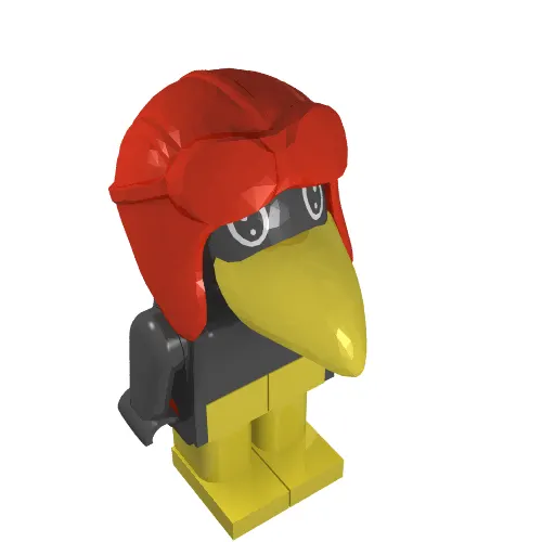 Fabuland Figure Crow 1 with Aviator Helmet and Black Eyes, 'White LEGO Centre' print