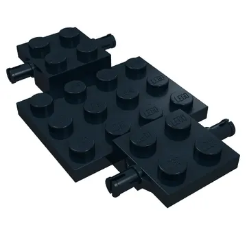 Vehicle Base 4 x 7 x 2/3 with 3 x 4 Recessed, Wheel Pins