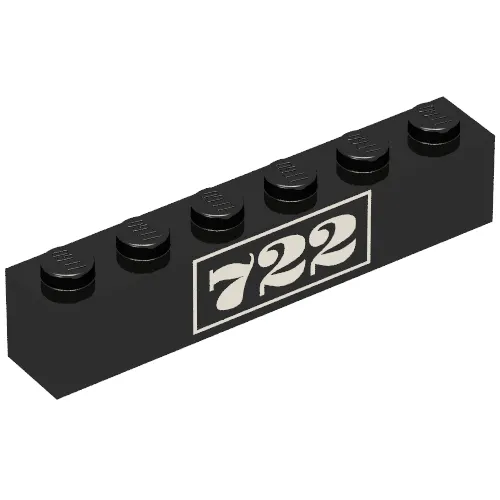Brick 1 x 6 with Gold '722' Print