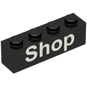Brick 1 x 4 with White 'Shop' Print
