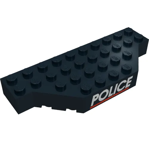 Brick Wedged 4 x 10 with Cut Corners and White "POLICE" Red Line Print