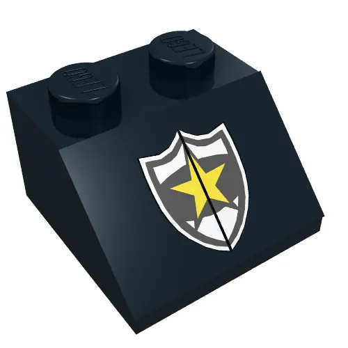 Brick Sloped 45° 2 x 2 with Police Yellow Star Badge Print