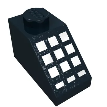 Brick Sloped 45° 2 x 1 with Bottom pin, with 9 Large + 3 Small White Buttons Print