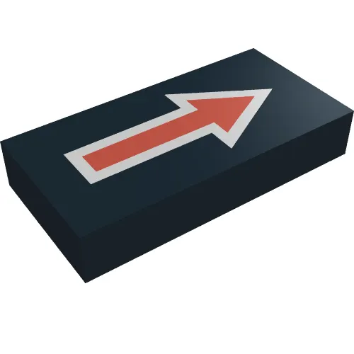 Tile 1 x 2 with Arrow Long Red with Silver Border Print