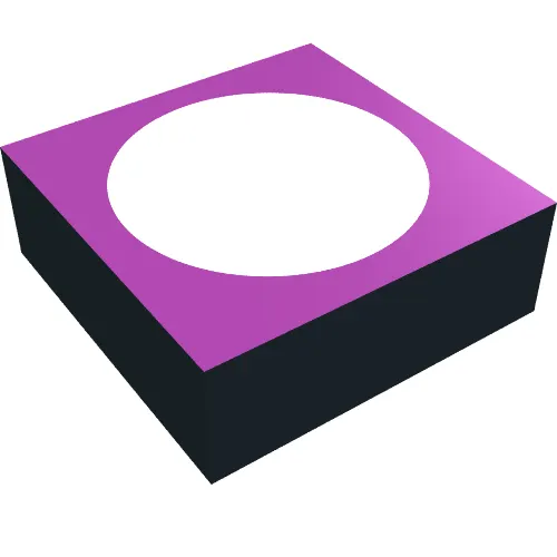 Tile 1 x 1 with Purple Top and White Circle Print