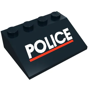 Brick Sloped 33° 3 x 4 with White "POLICE" and Red Line Print