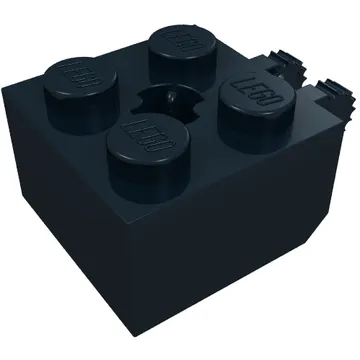 Hinge Brick 2 x 2 Locking with 2 Fingers Vertical and Axle Hole, 9 Teeth