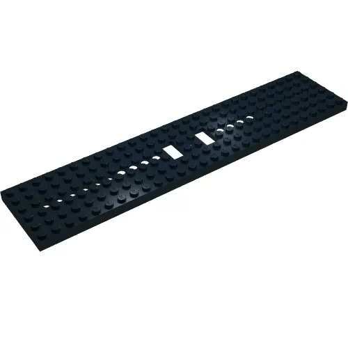 Vehicle Base, Train 6 x 28 with Two 1 x 2 Openings [10 Round Holes Each End and 1 Round Hole at Center]