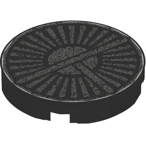 Tile Round 2 x 2 with Silver Thin-Bladed Fan Print