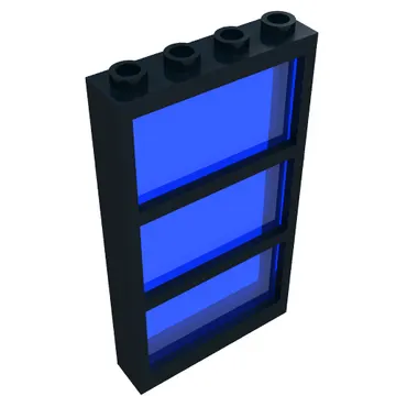Window 1 x 4 x 6 Frame with 3 Panes, Fixed Glass with Trans-Dark Blue Glass