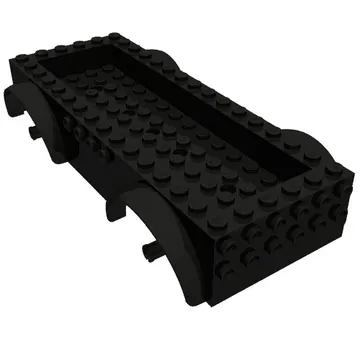 Vehicle Base 8 x 16 with Wheel Arches, Front and Side Studs, and 4 x 14 Recessed Studded Section, 5 Holes