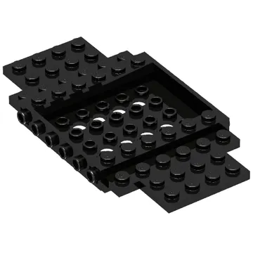 Vehicle Base 6 x 12 x 1 with Holes, 5 x 4 Recessed Center, 6 Studs On sides, 1 x 2 Cutouts on Ends