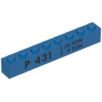 Brick 1 x 8 with 'P 431 L 30 TON T 9 TON' Print