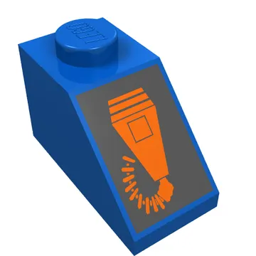 Brick Sloped 45° 2 x 1 with Bottom pin, with Orange Microphone Print