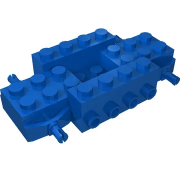 Vehicle Base 4 x 8 x 1 1/3 with Wheel Pins, 4 studs on each side, 2 x 2 Recessed Center and Hole