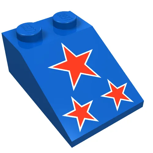 Brick Sloped 33° 3 x 2 with Red Stars Print