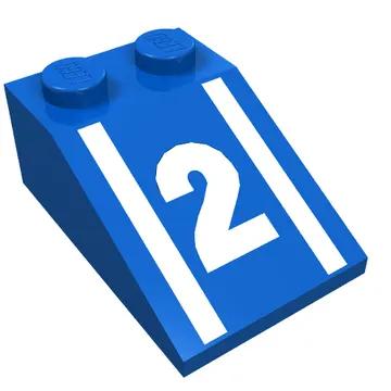 Brick Sloped 33° 3 x 2 with White '2' Print