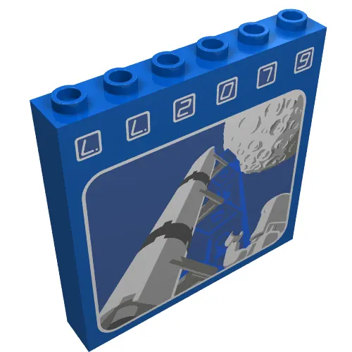 Brick 1 x 6 x 5 with LL2079 Rocket Launch Print