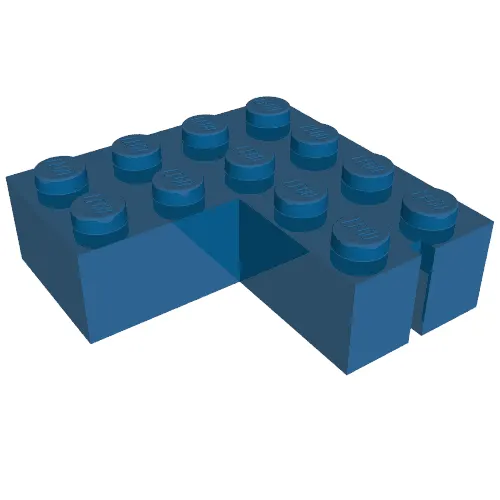 Brick 4 x 4 Corner without Bottom Tubes, Slotted (with 1 slot, left side)