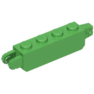 Hinge Brick 1 x 4 Locking with 1 Finger Vertical End and 2 Fingers Vertical End, 7 Teeth