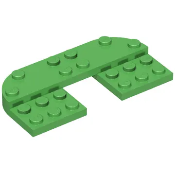 Plate Round Corners Double 4 x 8 with 2 x 2 Cutout and 2 x 8 Raised Studs, Reduces Nubs