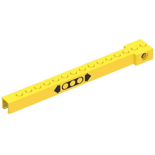 Crane Arm Outside, Narrow, 15 Studs with Black Moving Print
