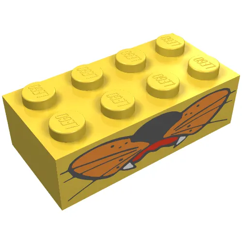 Brick 2 x 4 with Snout, Fangs, and Whiskers Print