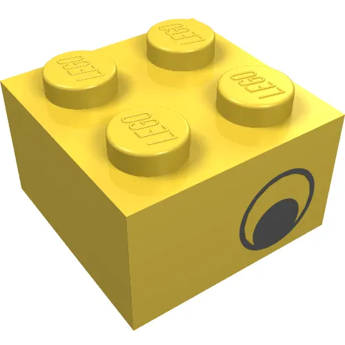 Brick 2 x 2 without Inside Ridges with Eye [No Pupils] Print on Two Sides, Offset