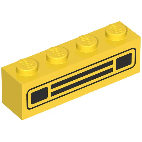 Brick 1 x 4 with Black Car Grill Print [Embossed]