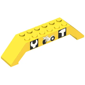 Brick Sloped 45° 10 x 2 x 2 Double with Tools and Motorcycle Print