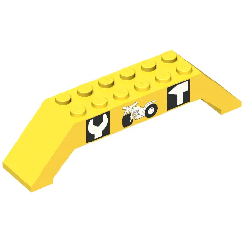Brick Sloped 45° 10 x 2 x 2 Double with Tools and Motorcycle Print