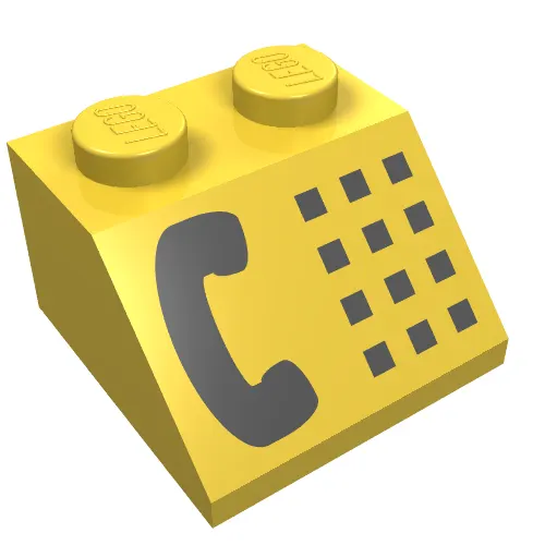 Brick Sloped 45° 2 x 2 with Black Phone Print
